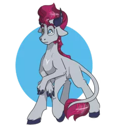 Size: 400x426 | Tagged: safe, artist:equestrias-little-ones, artist:mushroom, derpibooru import, oc, unofficial characters only, hybrid, taur, female, hoof hands, horns, image, interspecies offspring, offspring, parent:lord tirek, parent:rarity, parents:rarirek, png, simple background, solo, transparent background