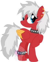 Size: 439x547 | Tagged: safe, artist:pure-blue-heart, derpibooru import, oc, oc:sour cherry, unofficial characters only, pegasus, pony, choker, female, image, mare, png, simple background, solo, spiked anklets, spiked choker, transparent background