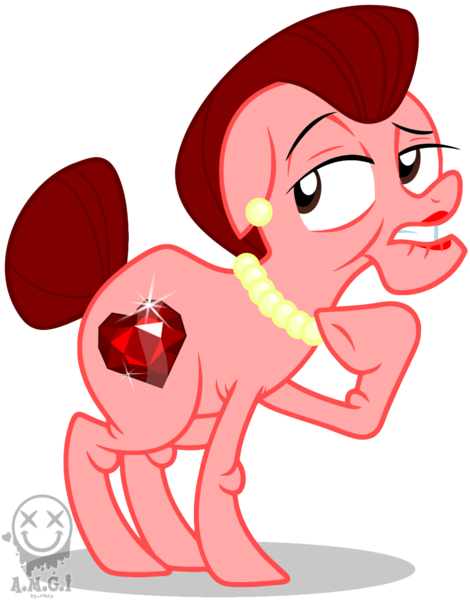 Size: 1161x1482 | Tagged: safe, artist:amgiwolf, derpibooru import, oc, unofficial characters only, earth pony, pony, crystal heart, ear piercing, earth pony oc, elderly, female, image, jewelry, lipstick, mare, necklace, pearl necklace, piercing, png, simple background, solo, thinking, transparent background