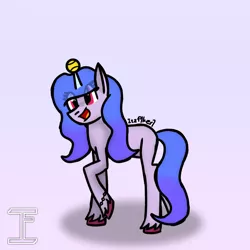 Size: 1080x1080 | Tagged: safe, artist:itzf1ker1, derpibooru import, izzy moonbow, pony, unicorn, bracelet, female, g5, horn, horn guard, horn impalement, hornball, image, izzy's tennis ball, jewelry, mare, open mouth, png, raised hoof, signature, simple background, solo, tennis ball, unshorn fetlocks, white background
