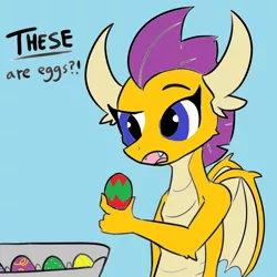 Size: 1024x1024 | Tagged: safe, artist:tjpones, color edit, derpibooru import, edit, smolder, dragon, colored, easter egg, egg, egg carton, female, food, grayscale, image, lineart, monochrome, png, simple background, solo