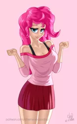 Size: 1200x1920 | Tagged: safe, artist:cherrymocaccino, artist:zuko42, derpibooru import, pinkie pie, human, art pack:music album 'e.g.8 themes', equestria girls, breasts, busty pinkie pie, clothes, image, looking at you, png, solo