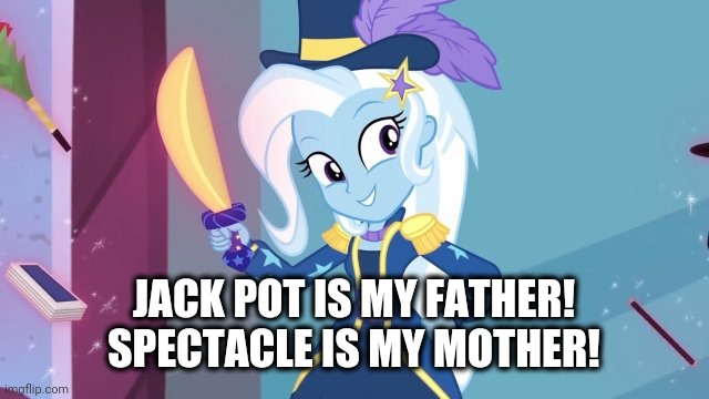 Size: 640x360 | Tagged: safe, derpibooru import, edit, edited screencap, screencap, trixie, equestria girls, equestria girls series, street magic with trixie, spoiler:eqg series (season 2), caption, image, image macro, imgflip, implied parents, jpeg, magician outfit, parent, text