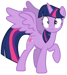 Size: 7000x7800 | Tagged: safe, artist:tardifice, derpibooru import, twilight sparkle, twilight sparkle (alicorn), alicorn, pony, the cutie re-mark, absurd resolution, female, frown, image, mare, png, raised hoof, simple background, solo, spread wings, transparent background, vector, wide eyes, wings