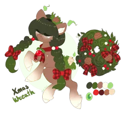 Size: 2030x1885 | Tagged: safe, artist:shady-bush, derpibooru import, oc, original species, pony, scented pony, christmas wreath, female, image, mare, png, simple background, solo, transparent background, wreath