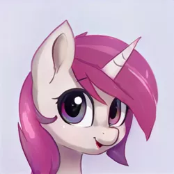 Size: 1024x1024 | Tagged: safe, artist:thisponydoesnotexist, derpibooru import, machine learning generated, horn, image, jpeg, looking at you, neural network, not roseluck, open mouth, simple background