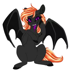 Size: 1822x1829 | Tagged: safe, artist:silkensaddle, derpibooru import, oc, oc:remnant, unofficial characters only, bat pony, pony, black sclera, black tears, colored, image, looking at you, png, simple background, solo, tongue out, transparent background, void pony