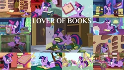Size: 1974x1111 | Tagged: safe, derpibooru import, edit, edited screencap, editor:quoterific, screencap, bon bon, coco crusoe, doctor whooves, lyra heartstrings, meadow song, merry may, parasol, pinkie pie, roseluck, sunshower raindrops, sweetie drops, time turner, twilight sparkle, twilight sparkle (alicorn), alicorn, earth pony, mouse, pegasus, pony, unicorn, a friend in deed, amending fences, castle mane-ia, friendship is magic, made in manehattan, pinkie apple pie, pinkie pride, princess spike (episode), secret of my excess, shadow play, spike at your service, testing testing 1-2-3, book, book nest, eyes closed, female, glowing horn, golden oaks library, hearts and hooves day, horn, image, library, magic, magic aura, male, melody (g4), open mouth, png, sitting, sleeping, solo, teeth, that pony sure does love books, twilight's castle, unicorn twilight