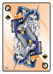 Size: 2143x3000 | Tagged: safe, artist:fadlihalimns, derpibooru import, star swirl the bearded, unicorn, card, hat, image, png, poker card, spade, witch hat