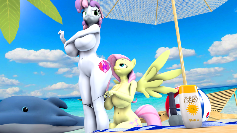 Size: 1920x1080 | Tagged: questionable, artist:eltorus19, derpibooru import, fluttershy, sweetie belle, anthro, dolphin, adult, beach, beach ball, beach towel, belly button, big breasts, bikini, bikini bottom, breasts, busty fluttershy, busty sweetie belle, clothes, commission, covered nipples, dildo, duo, duo female, female, flutterbelle, horsecock dildo, huge breasts, image, lesbian, png, sex toy, sexy, shipping, summer, swimsuit, towel, ych result, your character here