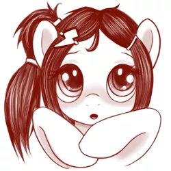 Size: 500x500 | Tagged: safe, artist:rainbow, derpibooru import, oc, oc:2ch-pony, image, looking at you, monochrome, png, solo