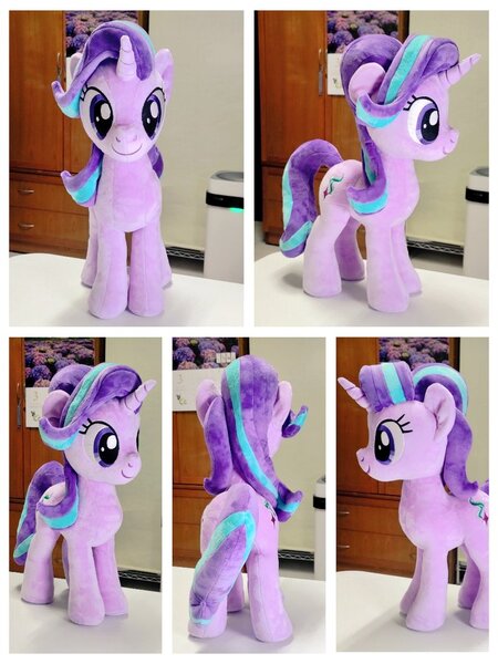 Size: 768x1024 | Tagged: safe, artist:nekokevin, derpibooru import, starlight glimmer, pony, unicorn, series:nekokevin's glimmy, behind, female, image, irl, jpeg, looking at you, mare, photo, plushie, side view, smiling, solo
