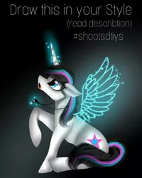 Size: 1080x1350 | Tagged: safe, artist:rxndxm.artist, derpibooru import, oc, oc:shooting star, unofficial characters only, pony, artificial wings, augmented, female, glowing horn, horn, image, jewelry, jpeg, looking up, magic, magic wings, mare, misspelling, necklace, open mouth, raised hoof, sitting, solo, wings