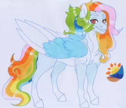 Size: 3524x3050 | Tagged: safe, artist:frozensoulpony, derpibooru import, oc, oc:pastel sails, pegasus, pony, image, jpeg, male, offspring, parent:double diamond, parent:rainbow dash, parents:doubledash, solo, stallion, traditional art