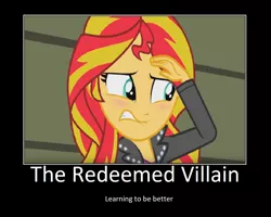 Size: 1098x880 | Tagged: safe, artist:thejboy88, derpibooru import, edit, edited screencap, screencap, sunset shimmer, equestria girls, rainbow rocks, blushing, female, image, motivational poster, png