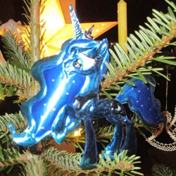 Size: 894x894 | Tagged: safe, alternate version, artist:malte279, derpibooru import, princess luna, christmas, christmas lights, christmas tree, craft, hearth's warming eve, holiday, image, jpeg, metal foil, relief, tree