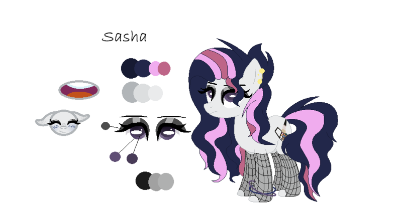 Size: 943x499 | Tagged: safe, artist:princessmoonsing, derpibooru import, oc, oc:sasha, unofficial characters only, earth pony, pony, earth pony oc, eyeshadow, image, makeup, png, reference sheet, simple background, solo, transparent background
