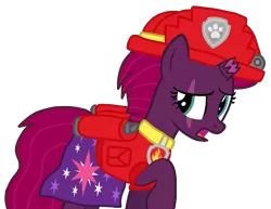 Size: 1315x1014 | Tagged: safe, artist:徐詩珮, derpibooru import, fizzlepop berrytwist, tempest shadow, series:sprglitemplight diary, series:sprglitemplight life jacket days, series:springshadowdrops diary, series:springshadowdrops life jacket days, alternate universe, clothes, female, image, marshall (paw patrol), paw patrol, png, simple background, transparent background