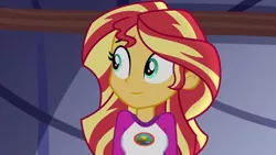 Size: 1920x1080 | Tagged: safe, derpibooru import, edit, edited screencap, editor:mycarhasamoustache, screencap, sunset shimmer, equestria girls, legend of everfree, camp everfree outfits, image, png, smile edit, solo