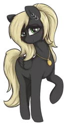 Size: 706x1352 | Tagged: safe, artist:t72b, derpibooru import, oc, oc:veen sundown, pegasus, pony, derpibooru community collaboration, 2021 community collab, blushing, ear piercing, earring, female, image, jewelry, mare, piercing, png, raised hoof, simple background, solo, sundown clan, talisman, transparent background