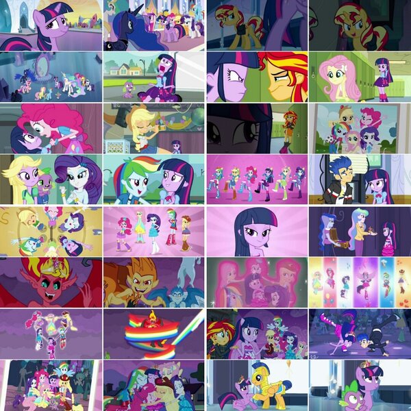 Size: 1080x1080 | Tagged: safe, artist:jericollage70, derpibooru import, edit, edited screencap, screencap, applejack, flash sentry, fluttershy, pinkie pie, princess celestia, princess luna, rainbow dash, rarity, sci-twi, snails, snips, spike, sunset shimmer, twilight sparkle, twilight sparkle (alicorn), alicorn, dog, earth pony, pegasus, pony, unicorn, equestria girls, equestria girls (movie), big crown thingy, crystal empire, element of magic, helping twilight win the crown, humane five, humane six, image, jewelry, jpeg, magic mirror, mane seven, mane six, mirror, ponied up, principal celestia, regalia, spike the dog, sunset satan, this is our big night, time to come together, twilight strong, vice principal luna, wondercolts uniform