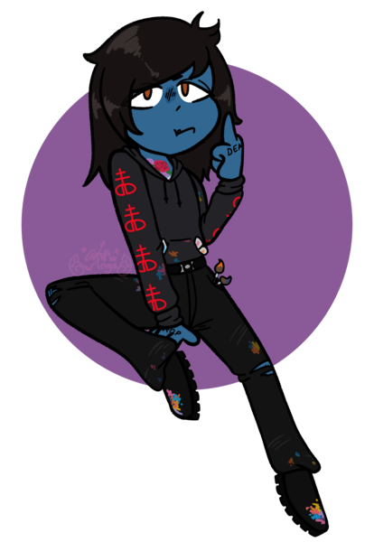Size: 2000x2900 | Tagged: safe, artist:glittiewings, derpibooru import, oc, ponified:oliver sykes, equestria girls, :i, boots, bring me the horizon, clothes, commission, equestria girls-ified, hoodie, image, jeans, lip piercing, middle finger, paint bottle, paint stains, paintbrush, pants, piercing, png, ripped jeans, ripped pants, seatbelt belt, shirt, shoes, simple background, solo, tattoo, torn clothes, transparent background, undershirt, vulgar, ych result