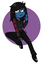 Size: 2000x2900 | Tagged: safe, artist:glittiewings, derpibooru import, oc, ponified:oliver sykes, equestria girls, :i, boots, bring me the horizon, clothes, commission, equestria girls-ified, hoodie, image, jeans, lip piercing, middle finger, paint bottle, paint stains, paintbrush, pants, piercing, png, ripped jeans, ripped pants, seatbelt belt, shirt, shoes, simple background, solo, tattoo, torn clothes, transparent background, undershirt, vulgar, ych result