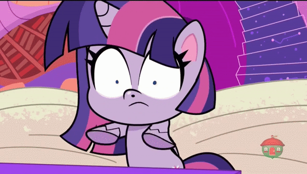 Size: 600x340 | Tagged: safe, derpibooru import, screencap, twilight sparkle, twilight sparkle (alicorn), alicorn, pony, game knight, my little pony: pony life, spoiler:pony life s01e21, animated, bipedal, female, gif, golden oaks library, image, library, seizure warning, solo, talking