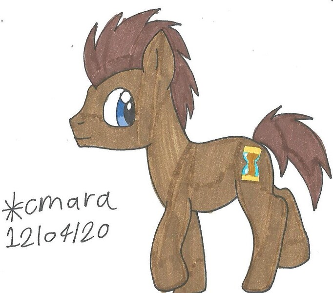 Size: 909x800 | Tagged: safe, artist:cmara, derpibooru import, doctor whooves, time turner, earth pony, pony, image, jpeg, male, raised hoof, raised leg, simple background, solo, stallion, traditional art, white background