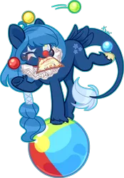 Size: 1791x2569 | Tagged: safe, artist:kurosawakuro, derpibooru import, oc, oc:lorelei snowflake, pony, beach ball, clown makeup, female, image, juggling, mare, png, simple background, solo, transparent background