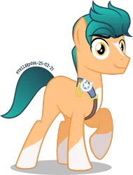 Size: 1300x1709 | Tagged: safe, artist:stellardusk, derpibooru import, hitch trailblazer, earth pony, pony, blaze (coat marking), g5, g5 to g4, image, male, png, simple background, socks (coat marking), solo, stallion, transparent background