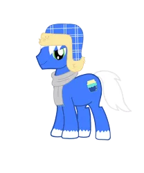 Size: 2500x3000 | Tagged: artist needed, safe, derpibooru import, oc, oc:bluejam, unofficial characters only, earth pony, derpibooru community collaboration, 2021 community collab, clothes, earth pony oc, hat, image, png, scarf, smiling, solo