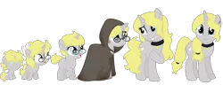 Size: 2600x1000 | Tagged: safe, artist:katelynleeann42, derpibooru import, oc, oc:moon beam, pony, 5-year-old, age progression, baby, baby pony, cloak, clothes, female, filly, glasses, image, mare, png, simple background, solo, transparent background