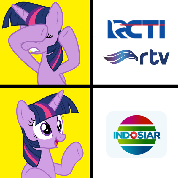 Size: 1300x1300 | Tagged: safe, derpibooru import, twilight sparkle, alicorn, drama, hotline bling, image, indonesia, indosiar, meme, obligatory pony, png, rajawali televisi, rcti, rtv, twilight sparkle (alicorn)