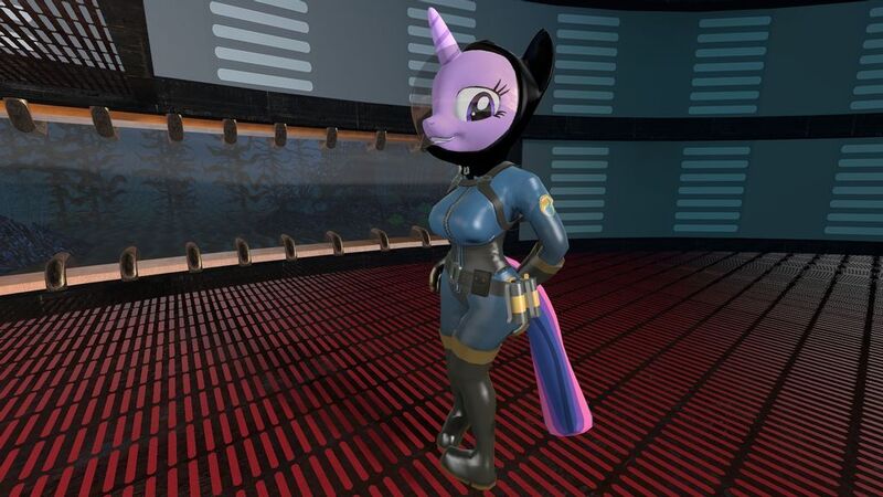 Size: 1024x576 | Tagged: suggestive, artist:nintenjordan, derpibooru import, twilight sparkle, anthro, plantigrade anthro, unicorn, 3d, breasts, female, image, jpeg, solo, solo female, spacesuit, tight clothing, unicorn twilight