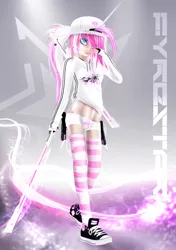 Size: 846x1200 | Tagged: safe, artist:lexifyrestar, derpibooru import, oc, oc:lexi fyrestar, unofficial characters only, human, candy, cap, clothes, converse, female, food, hat, hoodie, horn, humanized, humanized oc, image, katana, lollipop, midriff, ninja, png, ponysona, shoes, shorts, sneakers, socks, solo, striped socks, sword, thigh highs, weapon