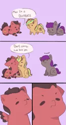 Size: 427x800 | Tagged: safe, artist:bubblegum, derpibooru import, oc, oc:chiller sway, oc:demonic hooves, oc:lula vieve, unofficial characters only, pegasus, pony, unicorn, angst, cheering up, comic, encouragement, female, friendship, helping, image, lying down, male, mare, png, simple background, sitting, stallion, text, trio