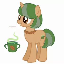 Size: 2600x2600 | Tagged: safe, artist:kazeronda, derpibooru import, oc, oc:ms. choquette, unofficial characters only, pony, unicorn, cutie mark, image, jewelry, jpeg, necklace, simple background, smiling, solo, white background