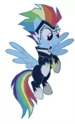 Size: 735x1218 | Tagged: safe, artist:benpictures1, derpibooru import, rainbow dash, zapp, pegasus, pony, power ponies (episode), clothes, confused, cute, dashabetes, female, flying, image, inkscape, jpeg, open mouth, power ponies, simple background, solo, vector, white background