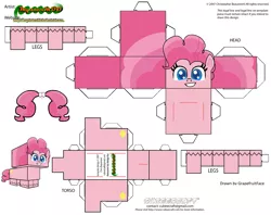 Size: 2979x2354 | Tagged: safe, artist:grapefruitface1, derpibooru import, pinkie pie, pony, my little pony: pony life, craft, cubeecraft, image, papercraft, png, printable, solo