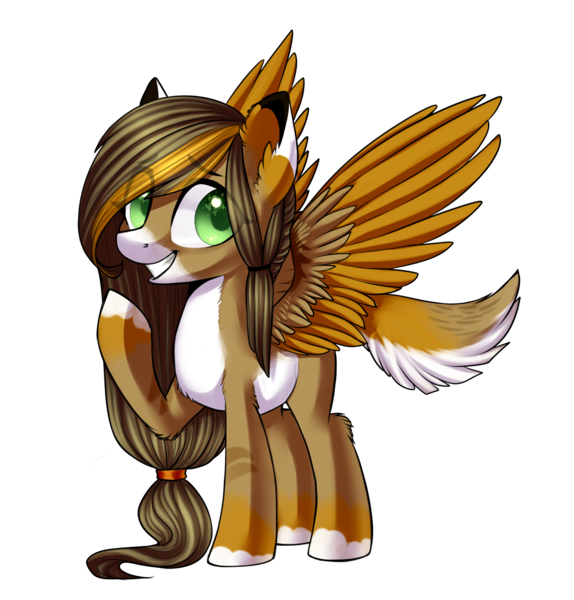 Size: 1434x1500 | Tagged: safe, artist:helemaranth, derpibooru import, oc, unofficial characters only, pegasus, pony, colored hooves, commission, grin, image, pegasus oc, png, raised hoof, simple background, smiling, solo, transparent background, wings, ych result