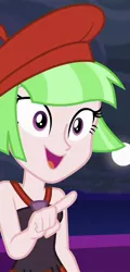Size: 480x1004 | Tagged: safe, derpibooru import, screencap, drama letter, watermelody, equestria girls, equestria girls series, spring breakdown, clothes, cropped, female, image, jpeg, open mouth, pointing, sleeveless, smiling, solo, swimsuit, watermelody swimsuit
