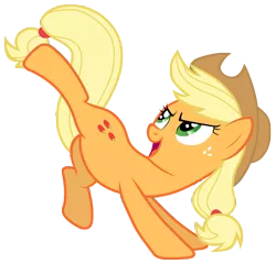 Size: 7300x7000 | Tagged: safe, artist:tardifice, derpibooru import, applejack, earth pony, pony, absurd resolution, applejack's hat, cowboy hat, female, hat, image, kicking, looking up, open mouth, png, simple background, solo, transparent background, vector