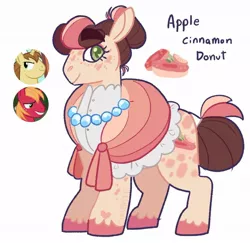 Size: 1024x995 | Tagged: safe, artist:babypaste, derpibooru import, big macintosh, donut joe, oc, oc:apple cinnamon donut, earth pony, pony, female, image, jewelry, jpeg, magical gay spawn, mare, necklace, offspring, parent:big macintosh, parent:donut joe, parents:donutmac, shawl, simple background, white background