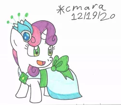 Size: 865x756 | Tagged: safe, artist:cmara, derpibooru import, sweetie belle, pony, unicorn, clothes, cute, diasweetes, dress, female, filly, gala dress, image, jpeg, open mouth, simple background, solo, traditional art, white background