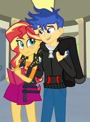 Size: 935x1266 | Tagged: safe, artist:spacey-star, derpibooru import, flash sentry, sunset shimmer, equestria girls, blushing, female, flashimmer, image, male, png, shipping, straight