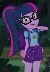 Size: 656x955 | Tagged: safe, derpibooru import, screencap, sci-twi, twilight sparkle, equestria girls, legend of everfree, legend of everfree - bloopers, cropped, image, png, solo