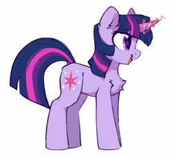 Size: 1607x1460 | Tagged: safe, artist:mirtash, derpibooru import, twilight sparkle, pony, unicorn, chest fluff, ear fluff, female, glowing horn, horn, image, jpeg, mare, open mouth, profile, simple background, solo, unicorn twilight, white background