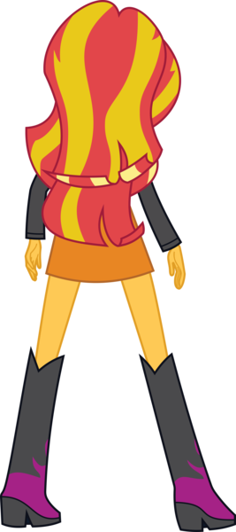 Size: 4844x10900 | Tagged: safe, artist:wissle, derpibooru import, sunset shimmer, equestria girls, equestria girls (movie), absurd resolution, boots, clothes, female, high heel boots, image, jacket, leather jacket, png, rear view, shoes, simple background, skirt, solo, transparent background, vector