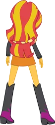 Size: 4844x10900 | Tagged: safe, artist:wissle, derpibooru import, sunset shimmer, equestria girls, equestria girls (movie), absurd resolution, boots, clothes, female, high heel boots, image, jacket, leather jacket, png, rear view, shoes, simple background, skirt, solo, transparent background, vector